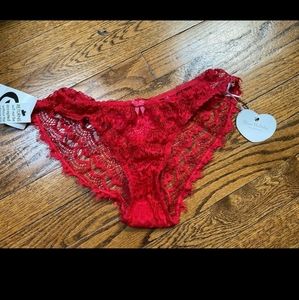 Mimi Holliday Red Eyelash Silk Lace Underwear Med NWT